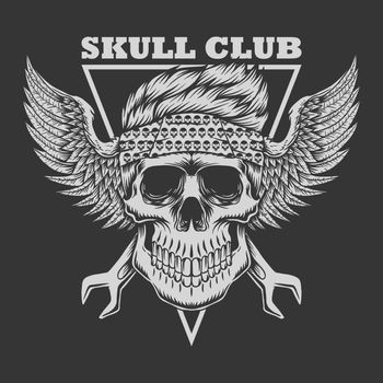 Skull club Biker vector illustration