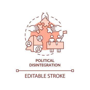 Political disintegration terracotta concept icon