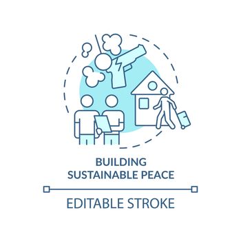 Building sustainable peace turquoise concept icon