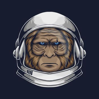 Bigfoot astronaut vector illustration