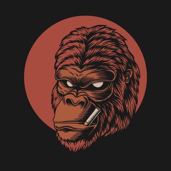 Gorilla head smoke vector illustration