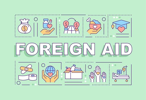 Foreign aid word concepts green banner