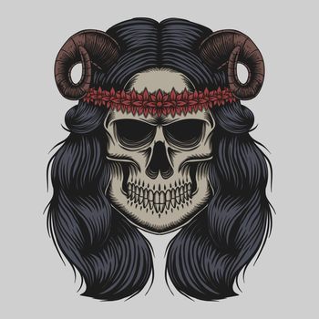 Skull demon girl vector illustration