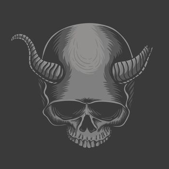 Skull horned devil vector illustration