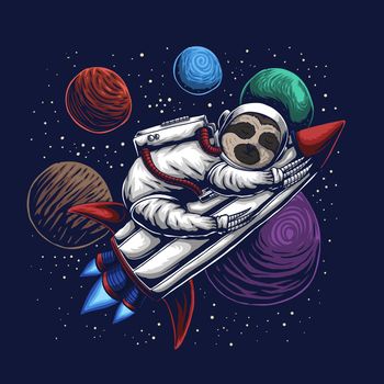Sloth astronaut vector illustration