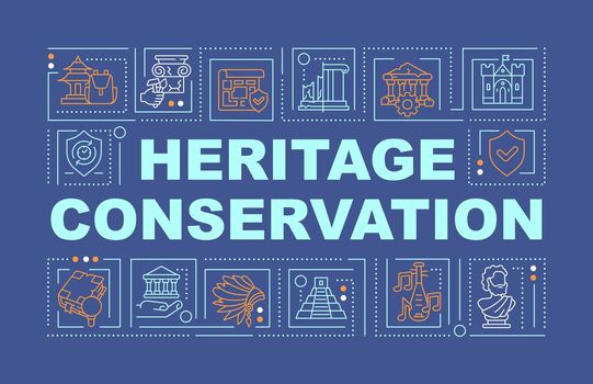 Heritage conservation word concepts dark blue banner