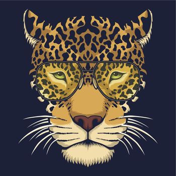 Jaguar head eyeglasses vector illustration
