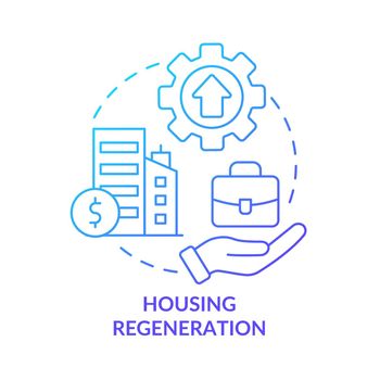Housing regeneration blue gradient concept icon