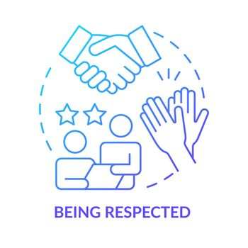 Being respected blue gradient concept icon