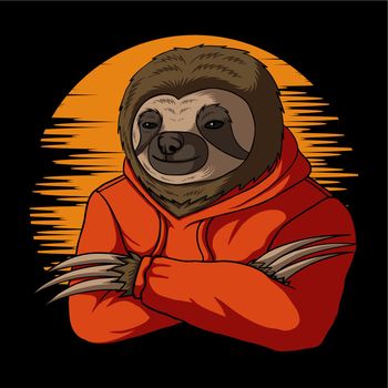 Stylish sloth vector illustration