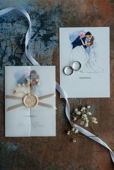 gold wedding rings with a invitation wedding