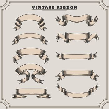 Ribbon vintage hand drawn vector illustration