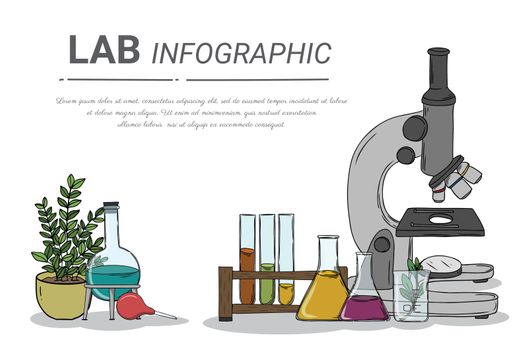 Laboratory research with science glass est tube vector illustration concept.