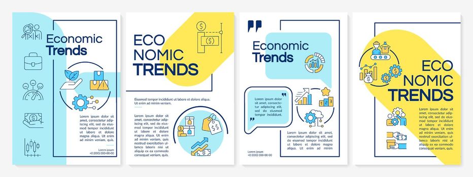 Economic trends blue and yellow brochure template
