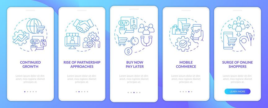 Retail strategy trends blue gradient onboarding mobile app screen
