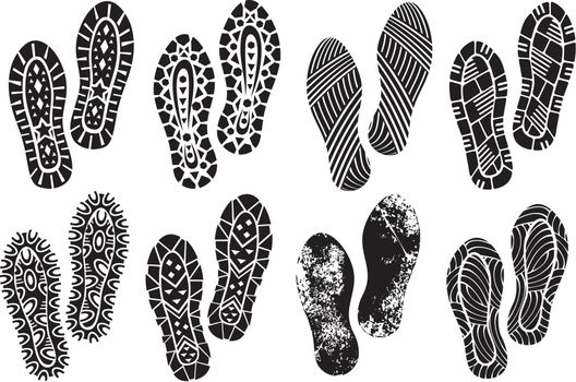 The collection of a imprint soles shoes (trail foot)