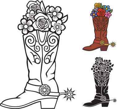 Cowboy boots with flowers