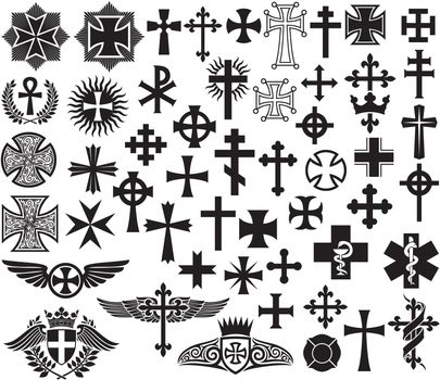 Big collection of various types of crosses