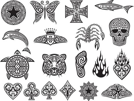 Tattoo tribal icons set