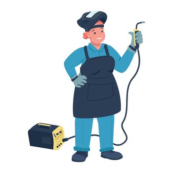 Female skilled workman semi flat color vector character