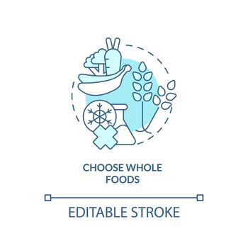 Choose whole foods turquoise concept icon