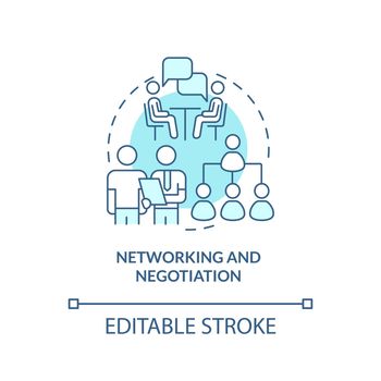Networking and negotiation turquoise concept icon