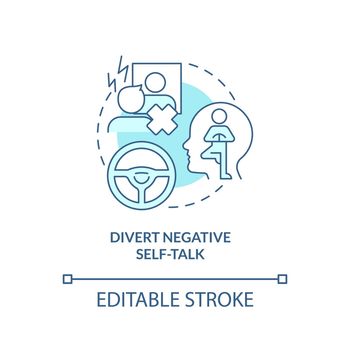 Divert negative self talk turquoise concept icon