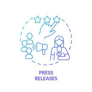 Press releases blue gradient concept icon