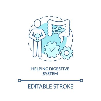 Helping digestive system turquoise concept icon