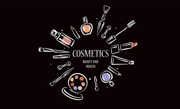 Vector logo drawn by cosmetics on a black background