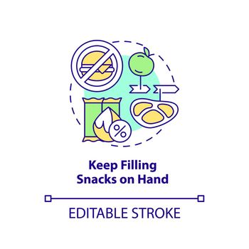 Keep filling snacks on hand concept icon