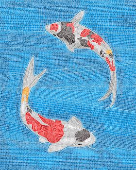 Koi carp fish mosaic