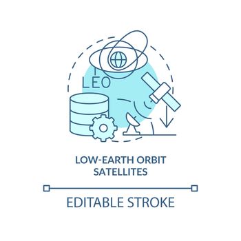 Low-earth orbit satellites turquoise concept icon