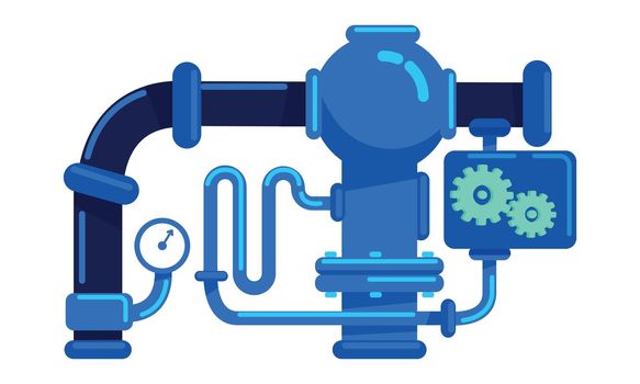 Pipes for water supply semi flat color vector object