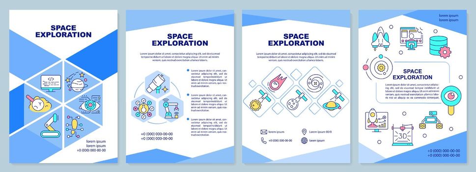 Space exploration blue brochure template