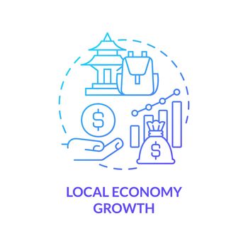 Local economy growth blue gradient concept icon