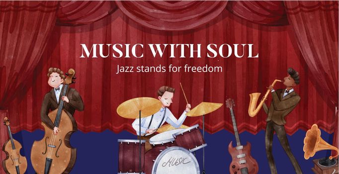 Billboard template with jazz music concept,watercolor style