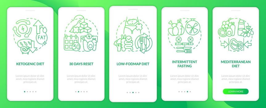 Trendy diets green gradient onboarding mobile app screen