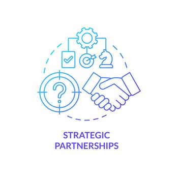 Strategic partnerships blue gradient concept icon