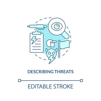 Describing threats turquoise concept icon