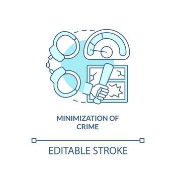 Minimization of crime turquoise concept icon