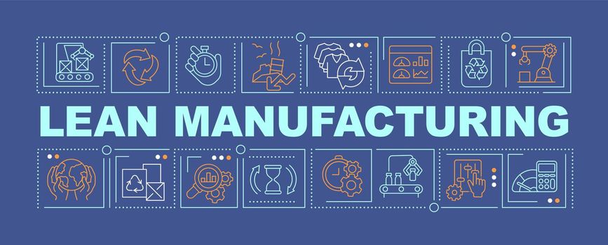 Lean manufacturing word concepts dark blue banner