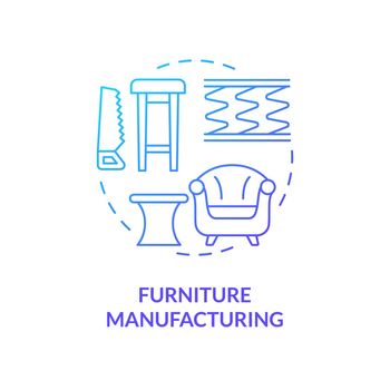 Furniture manufacturing blue gradient concept icon