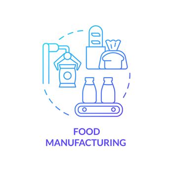 Food manufacturing blue gradient concept icon
