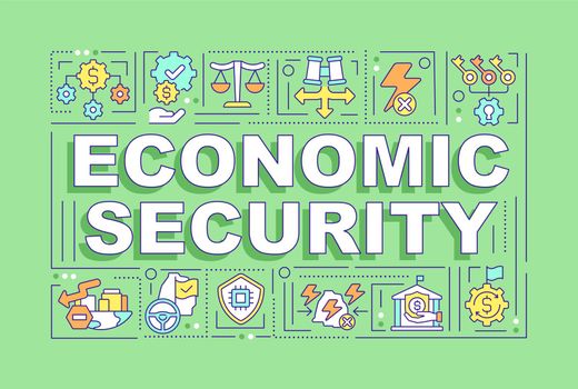 Economic security word concepts green banner