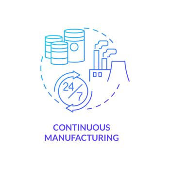 Continuous manufacturing blue gradient concept icon