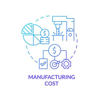 Manufacturing cost blue gradient concept icon