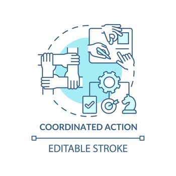 Coordinated action turquoise concept icon