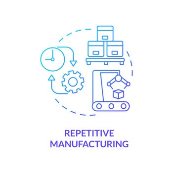 Repetitive manufacturing blue gradient concept icon