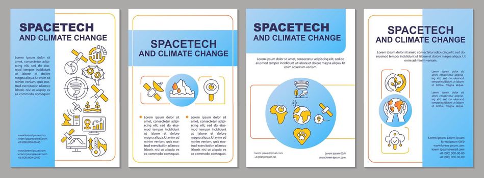 Spacetech to prevent climate change blue brochure template